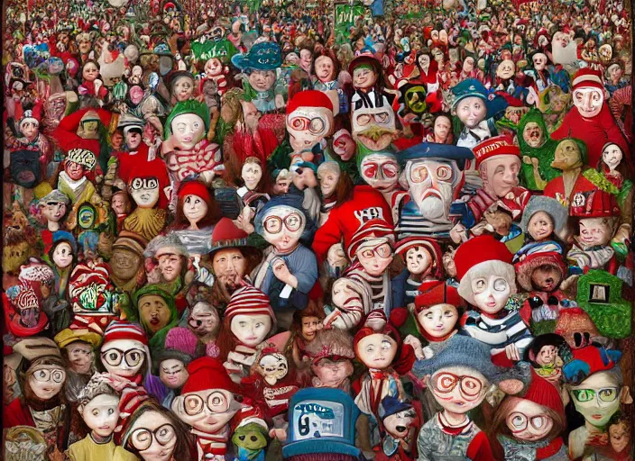 Image similar to where is waldo digital art, lowbrow, matte painting, 3 - d highly detailed, in the style of mark ryden,