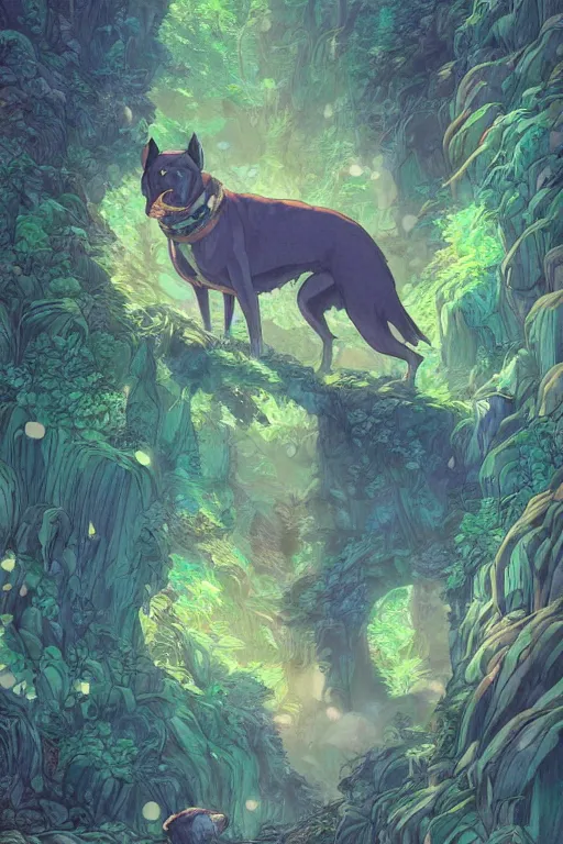 Image similar to a beautiful hyperdetailed illustration of my dog cooper, perfectly shaded, atmospheric lighting, style of studio ghibli, makoto shinkai, raphael lacoste, louis comfort tiffany, artgerm, james jean, victo ngai, ross tran, chinese style