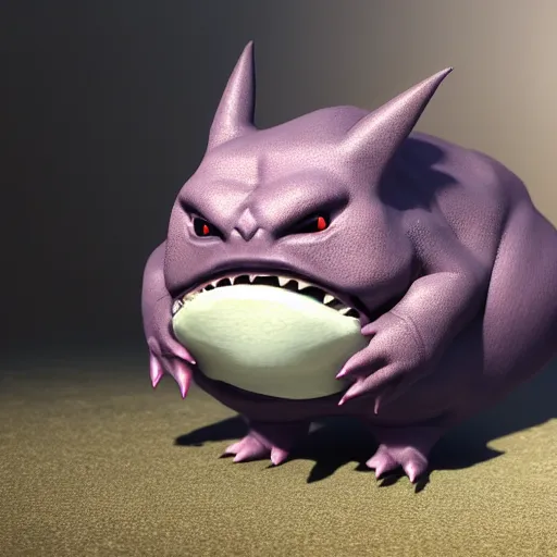 Image similar to photography of a realistic gengar animal, ultra detailed, 8 k, cinematic lighting, natural background, trending on artstation, pokemon