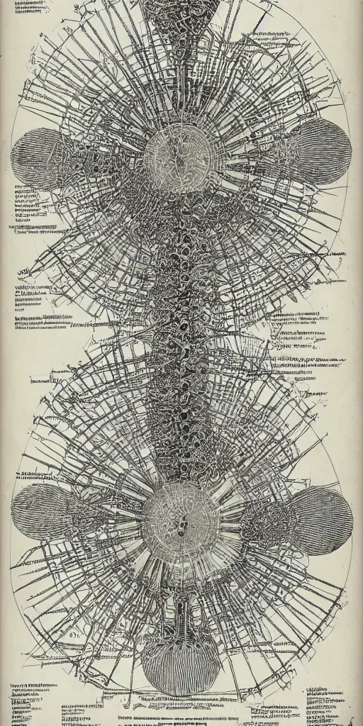 Prompt: Detailed Infographic Blueprint by Ernst Haeckel of a giant beautiful diatom in a space station