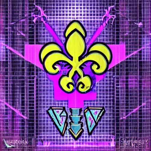 Prompt: Fleur-de-lis,cyberpunk,retrowave art,trending on art station