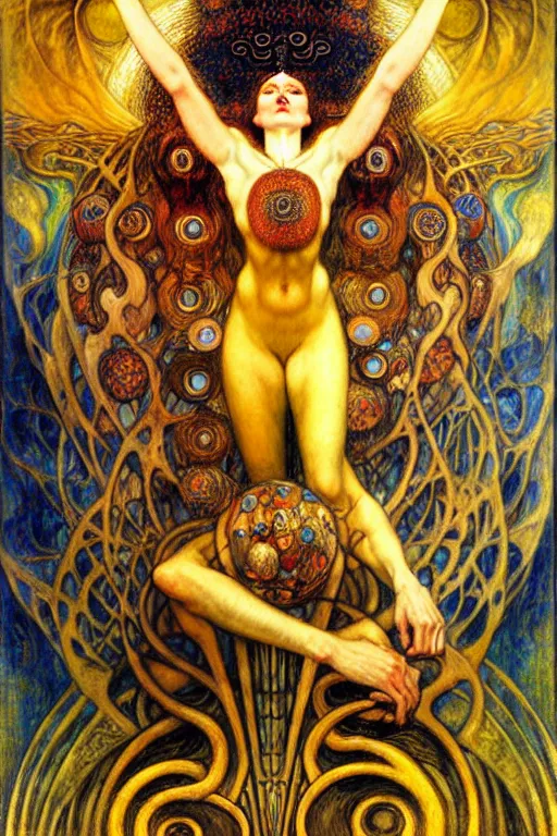 Image similar to Divine Chaos Engine by Karol Bak, Jean Delville, William Blake, Gustav Klimt, and Vincent Van Gogh, symbolist, visionary