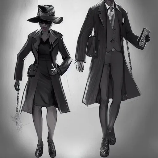 Prompt: a mysteryous detective in a noir novel, concept art trending on artstation
