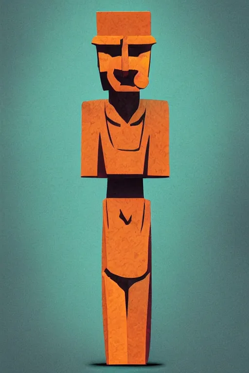 Image similar to cubist moai statue cutout digital illustration cartoon colorful beeple