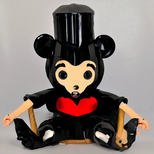 Image similar to audrey hepburn cos play bear outfit, stop motion vinyl action figure, plastic, toy, butcher billy style