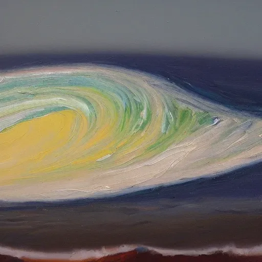 Image similar to an impasto oil painting of a barreling wave