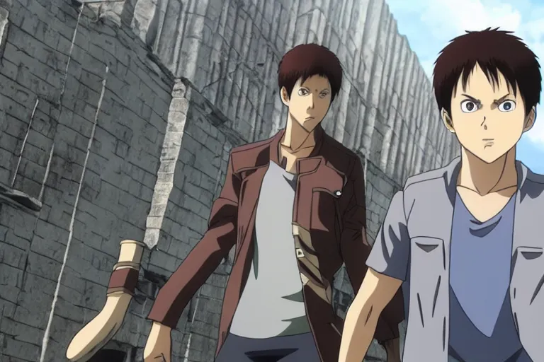 Prompt: A still of Mark Wahlburg in Attack On Titan Anime Series, Mark Wahlburg 8k Resolution.