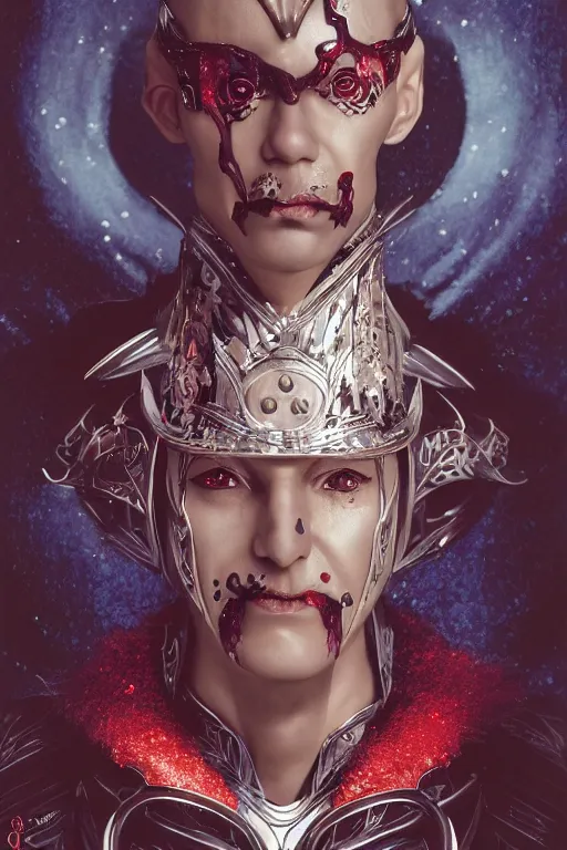 Image similar to portrait of the automaton vampire ruler wearing glitter claymore by artgerm and Craig Mullins, James Jean, Andrey Ryabovichev, Mark Simonetti and Peter Morbacher 16k