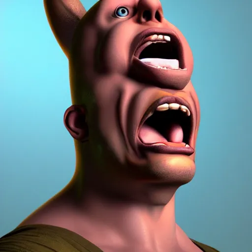 Prompt: a 3 / 4 portrait of a crazy eyed hercules yelling, by antonio mello, 3 d nft, cgsociety, rendered in maya