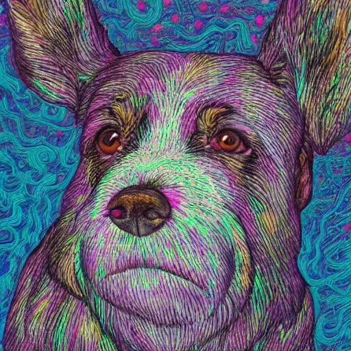 Image similar to an illustration of a very smelly dog in the underground of new york, hyper detailed, 8 k, pastel colors,