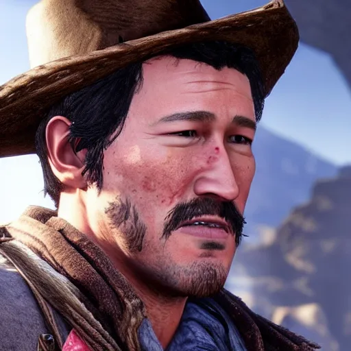 Prompt: markiplier in red dead redemption 2 photo - realistic