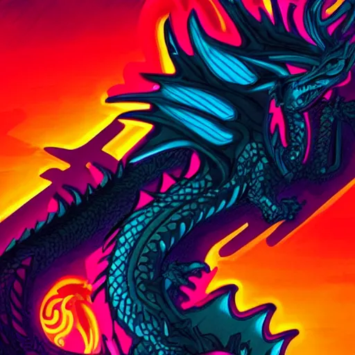 Prompt: dragon flame neon on a black color scheme with fluorescent fire, in the graphic style of Patrick Gleason, detailed art, trending on Artstation, sharp focus