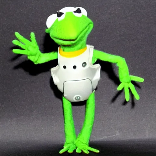 Prompt: kermit the frog as a robocop