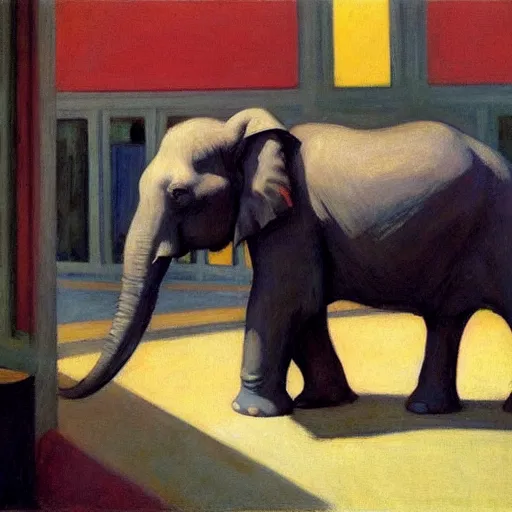 Prompt: elephant by Edward hopper