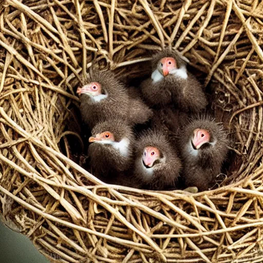 Image similar to Cuckoo chicks in nest being fed by an octopus national geographic photography