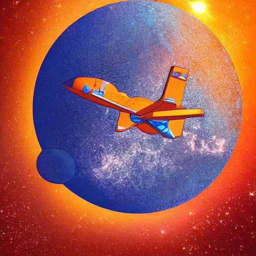 Image similar to Blue Ariane 6 in space, Orange planet, intricate, SCI-Fi, movie poster, digital art