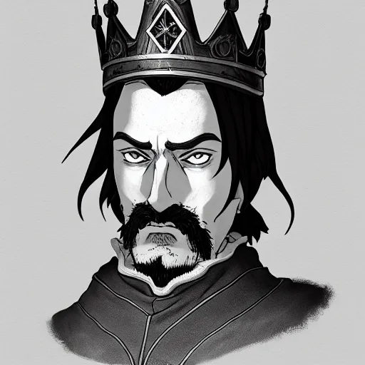 Image similar to portrait of a medieval old king, peter the great, artstation, cartoon, elegant, highly detailed, digital painting, masterpiece art by ghibli!, makoto shinkai!, bluth!, fujita goro!, giraud!, ghailan!, akihiko yoshida!, fadeev! 8 k