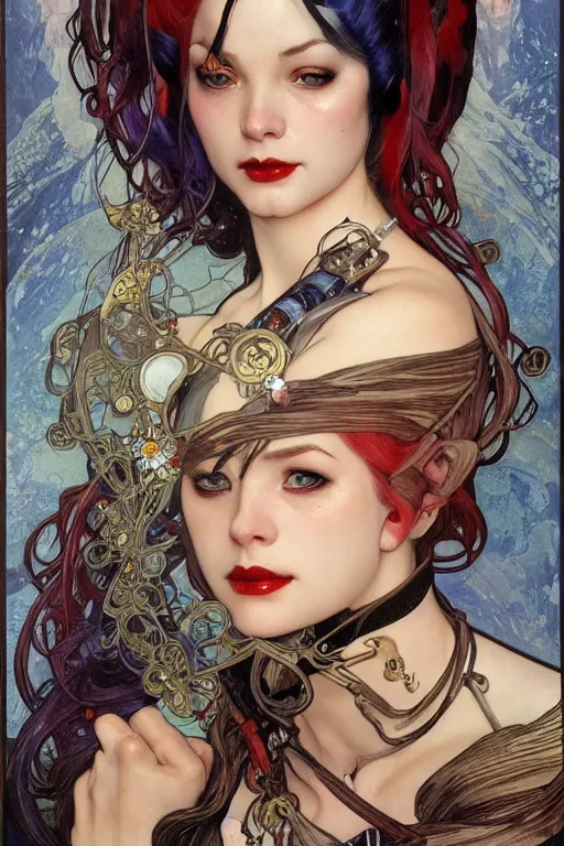 Prompt: stunning, breathtaking, awe-inspiring award-winning realistic concept art face portrait of Harley Quinn as an ape, by Alphonse Mucha, Ayami Kojima, Amano, Charlie Bowater, Karol Bak, Greg Hildebrandt, Jean Delville, and Mark Brooks, Art Nouveau, Neo-Gothic, gothic, rich deep colors, cyberpunk, extremely moody lighting, glowing light and shadow, atmospheric, shadowy, cinematic, 8K