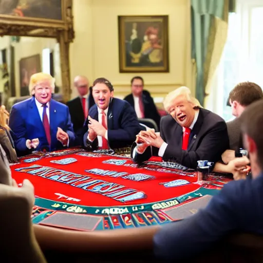 Image similar to donald drump shouting and screaming at poker table