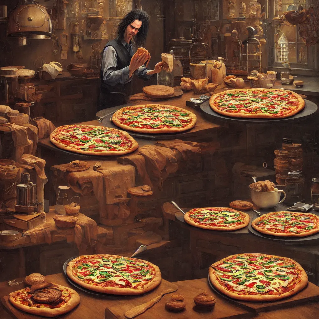 Prompt: hyper detailed 3d render like a Oil painting - nick cave baking pizza by Jacek Yerka, Mariusz Lewandowski, Houdini algorithmic generative render, Abstract brush strokes, Masterpiece, Edward Hopper and James Gilleard, Zdzislaw Beksinski, Mark Ryden, Wolfgang Lettl, hints of Yayoi Kasuma, octane render, 8k