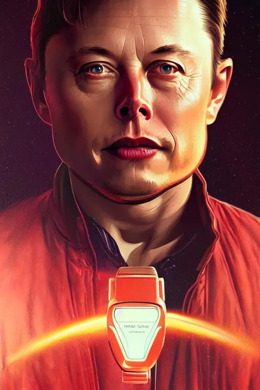 Image similar to elon musk as marty mcfly near delorean, realistic portrait, symmetrical, highly detailed, digital painting, artstation, concept art, smooth, sharp focus, illustration, cinematic lighting, art by artgerm and greg rutkowski and alphonse mucha