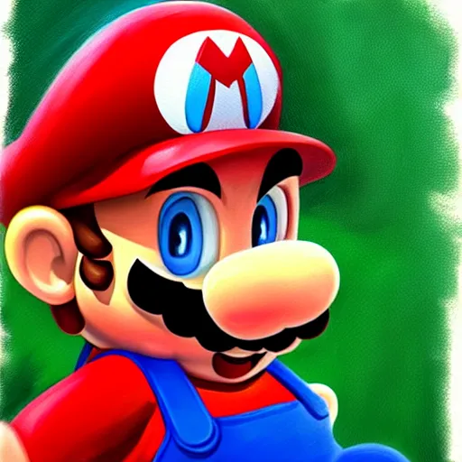 Prompt: oil painting of super mario