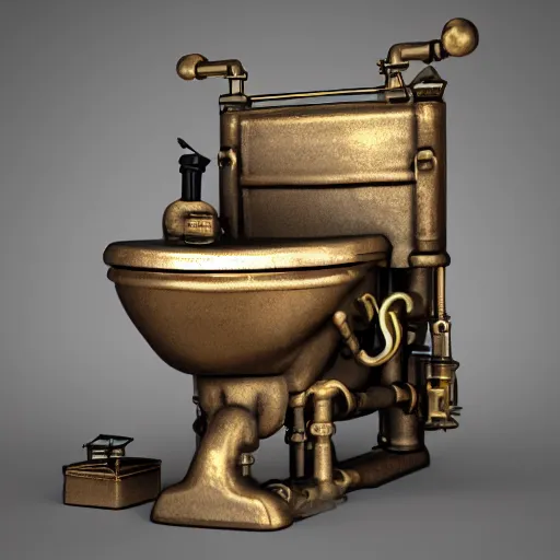 Image similar to steampunk toilet, octane render 4k