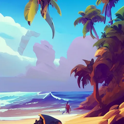 Image similar to painting treasure on sea of thieves game smooth median photoshop filter cutout vector, behance hd by jesper ejsing, by rhads, makoto shinkai and lois van baarle, ilya kuvshinov, rossdraws global illumination