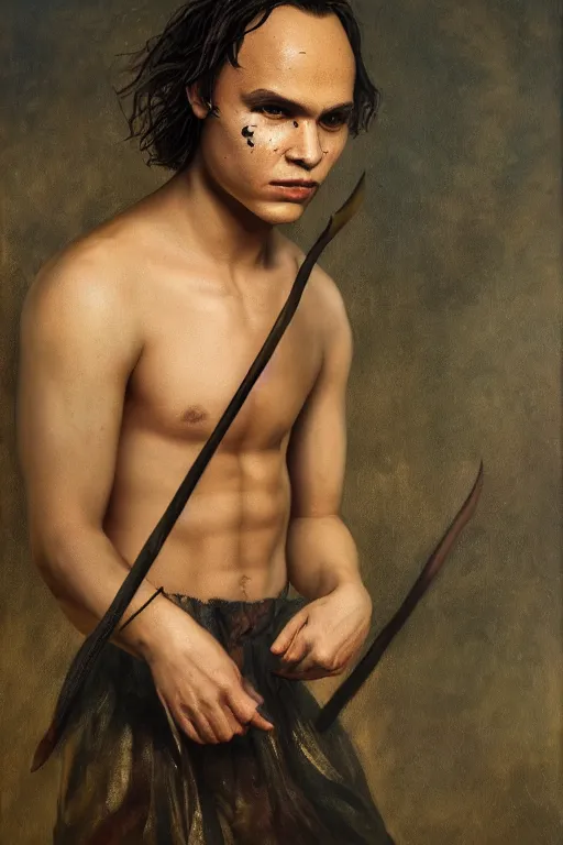 Prompt: Frank Dillane as Puck, full body, oil on canvas, intricate, portrait, 8k highly professionally detailed, HDR, CGsociety