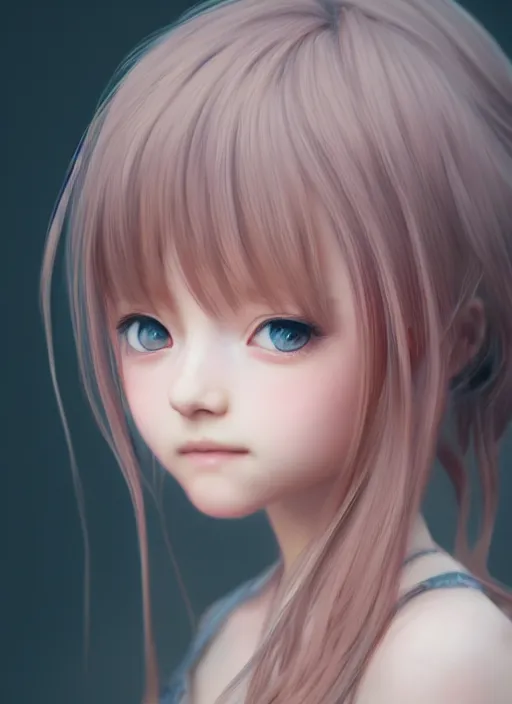 Image similar to the most beautiful cute anime girl portrait with highly detailed eyes, professional 3 d visualisation in pastel colours, by wlop, intricate linework, trending on artstation, unreal engine 5 highly rendered