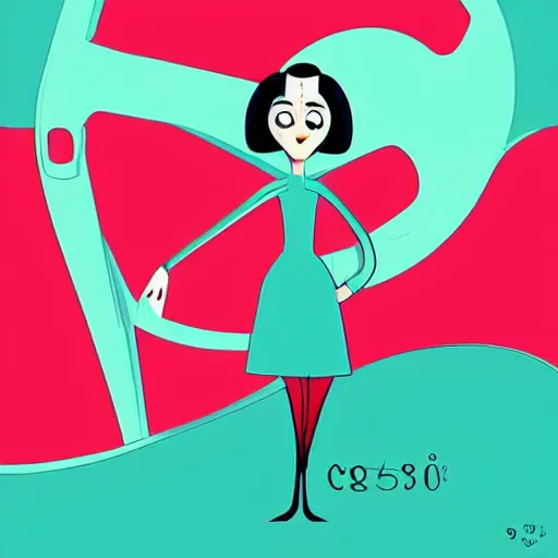 Prompt: “1950s art deco of the movie ‘Coraline’, vector line art, teal palette.”