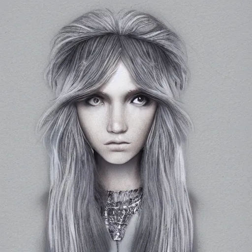 Prompt: silver hair girl, wearing multicam, portrait ilustration