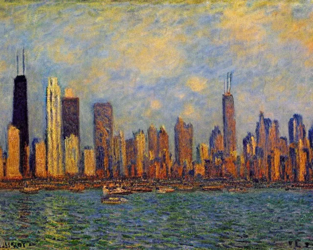 Prompt: chicago by claude monet