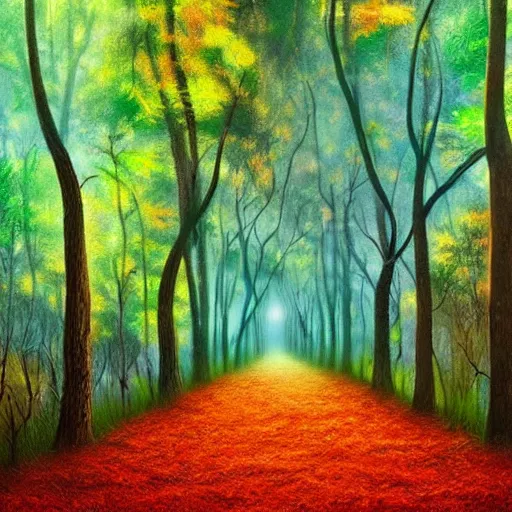 Prompt: A forest in the art style of Alena Aenami, Marcel Marcel and Metzinger