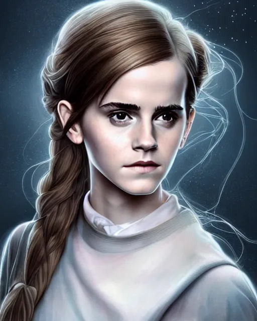 Prompt: emma watson as hermione cast wand spell, hogwarts, d & d, soft diffused light, bjork aesthetic, translucent, by rineke dijkstra and artgerm, intricate details, highly detailed, masterpiece,