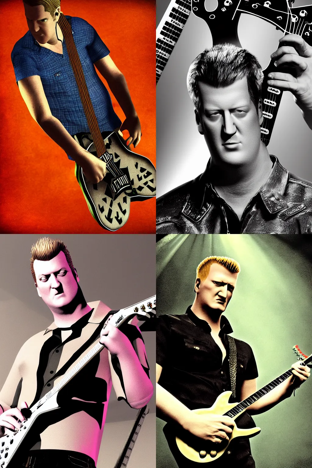 Prompt: Josh Homme model for the game Guitar Hero for the PS2, render, 4k, high quality