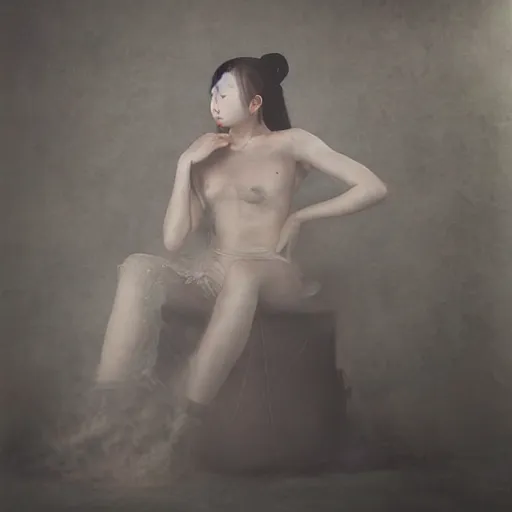 Image similar to Lee Jin-Eun by Kim Keever, rule of thirds, seductive look, beautiful