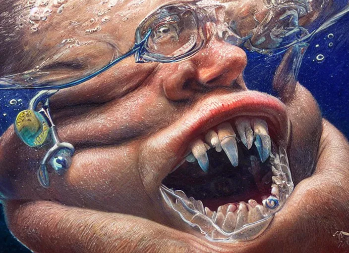 Prompt: a highly detailed underwater portrait of a dentist, james gurney, james jean