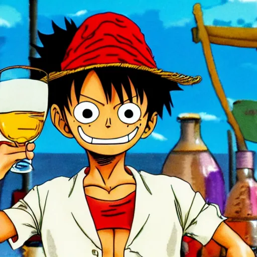 Image similar to Luffy drinking a pastis