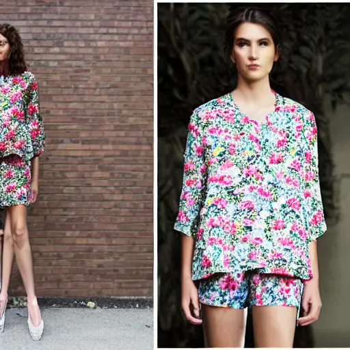 Image similar to brushed loose floral fashion print inspired by wgsn trend