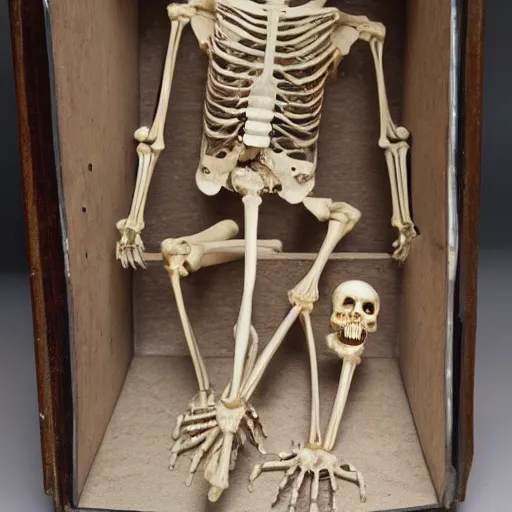 Prompt: two headed eagle skeleton anatomy in abandoned dollhouse