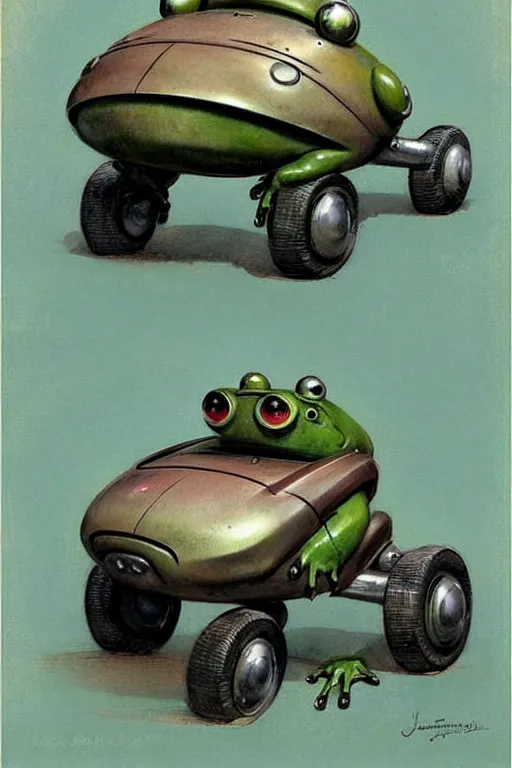 Image similar to ( ( ( ( ( 1 9 5 0 s retro future android robot fat robot frog wagon. muted colors., ) ) ) ) ) by jean - baptiste monge,!!!!!!!!!!!!!!!!!!!!!!!!!