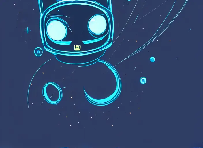 Image similar to digital art minimal vector cat space scifi!!! detailed wallpaper trending on artstation