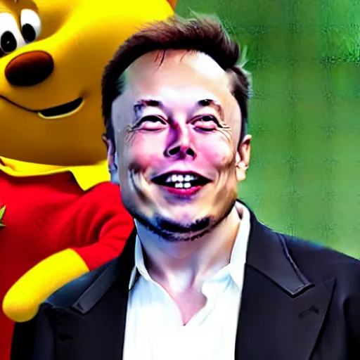 Prompt: elon musk cosplaying as winnie the pooh