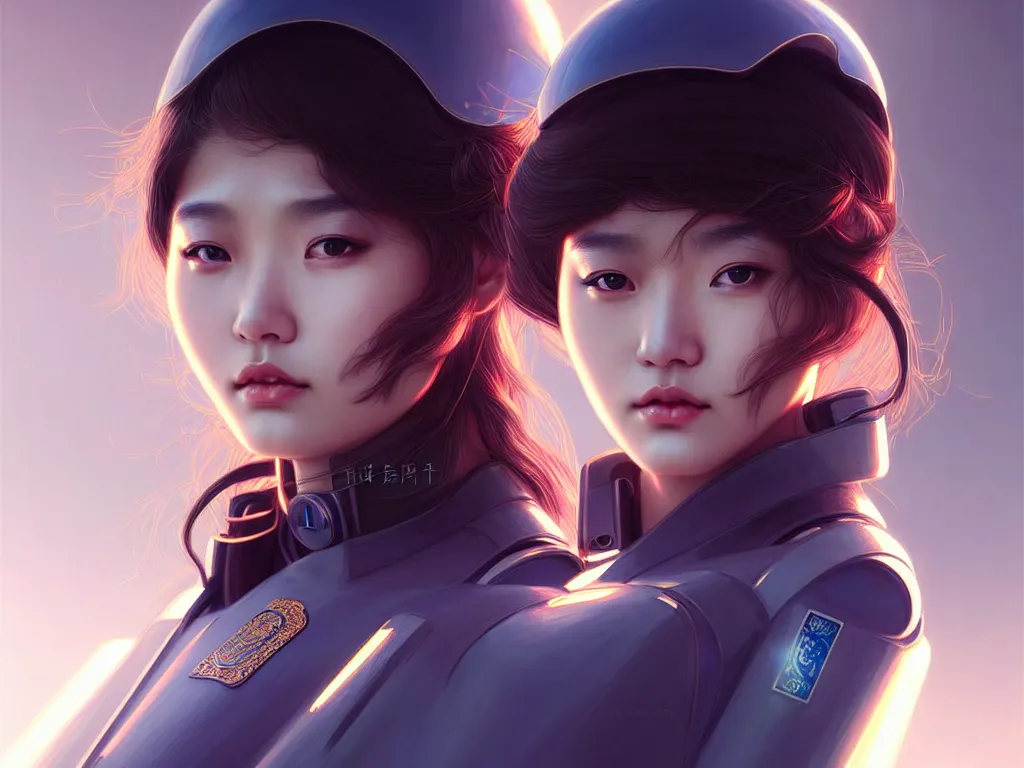 Prompt: portrait futuristic hong kong police uniform girl, at future neon light rooftop, ssci - fi and fantasy, intricate and very very beautiful and elegant, highly detailed, digital painting, artstation, concept art, smooth and sharp focus, illustration, art by tan zi and ayanamikodon and alphonse mucha and wlop