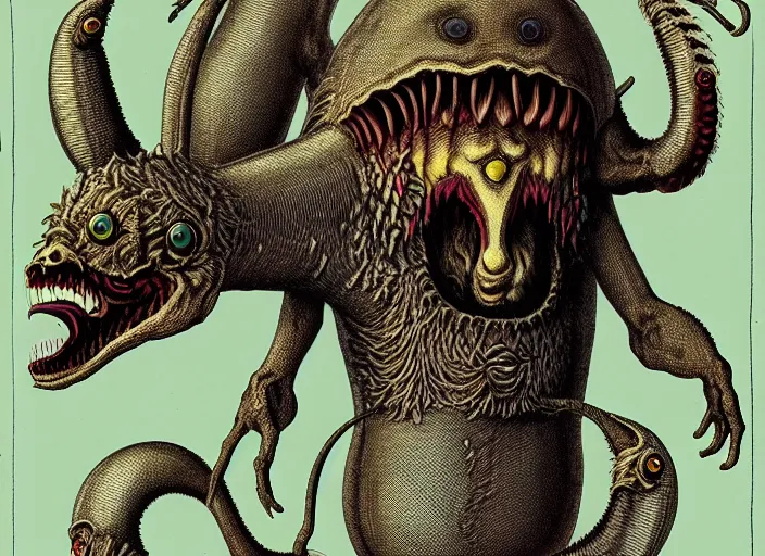 Image similar to bizarre bestiary of repressed unconscious emotional monsters and creatures