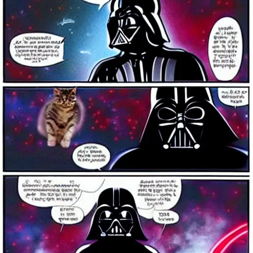 Image similar to cat vs darth vader