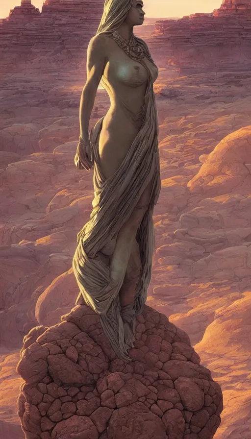 Prompt: giant stone monuments, human statues across the desert, neon, fibonacci, sweat drops, insane, pinup, intricate, highly detailed, digital painting, artstation, concept art, smooth, sharp focus, illustration, Unreal Engine 5, 8K, art by artgerm and greg rutkowski and alphonse mucha