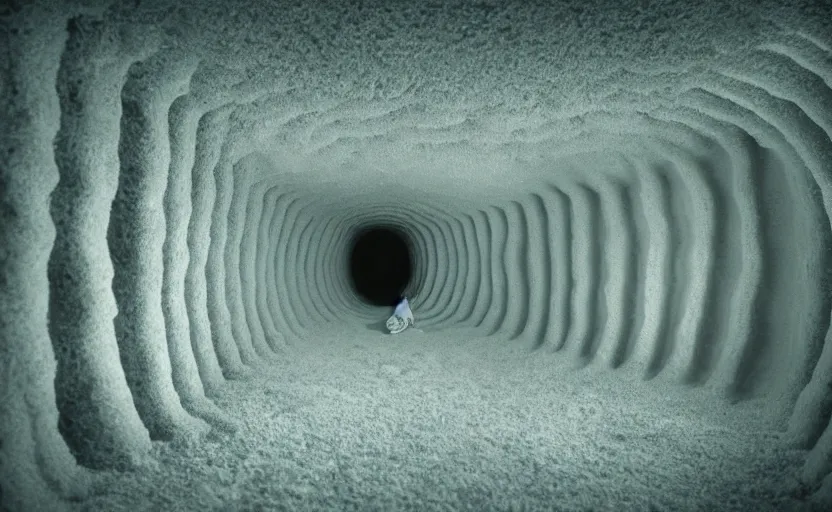 Prompt: hyper liminal photo, sponge with many tunnels inside each hole, tunnels lead to different worlds, surreal, detailed, high definition, mysterious, wide shot, surrealist depiction of a normal sponge,