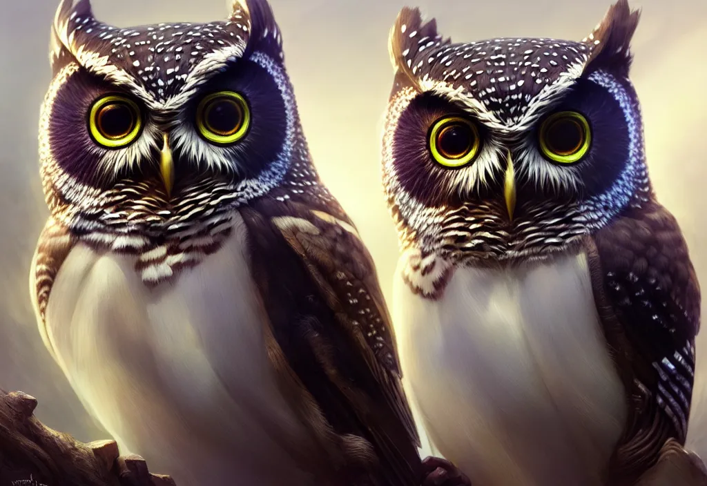 Image similar to portrait of mystic owl, highly detailed, d & d, fantasy, highly detailed, digital painting, trending on artstation, concept art, sharp focus, illustration, global illumination, ray tracing, realistic shaded, art by artgerm and greg rutkowski and fuji choko and viktoria gavrilenko and hoang lap